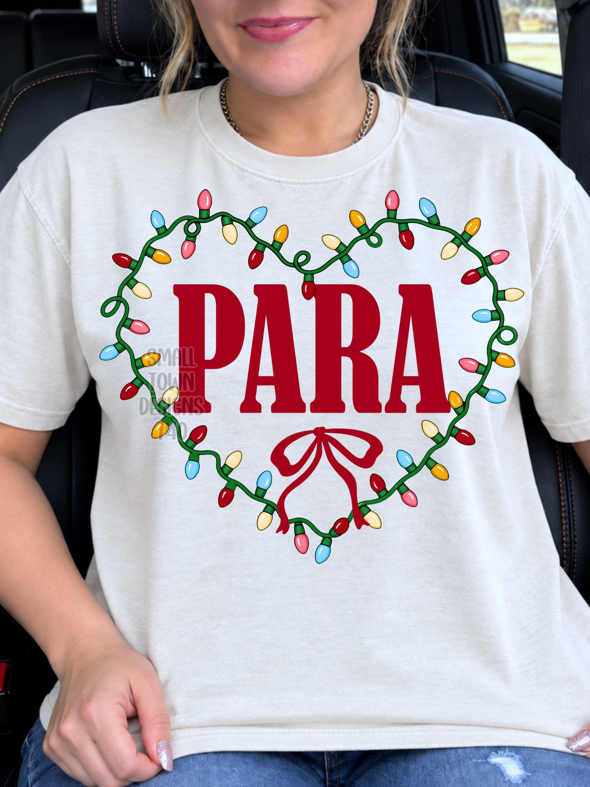 Para Christmas light heart with bow (STD) DTF Transfer