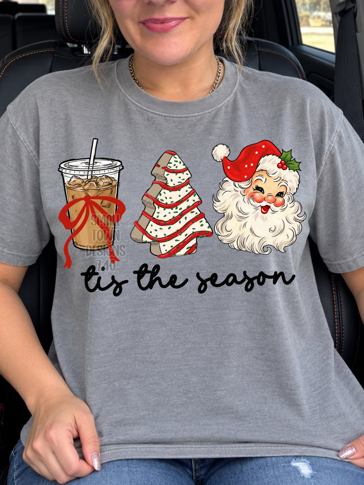 Tis the season iced coffee tree cake and Santa (STD) DTF Transfer