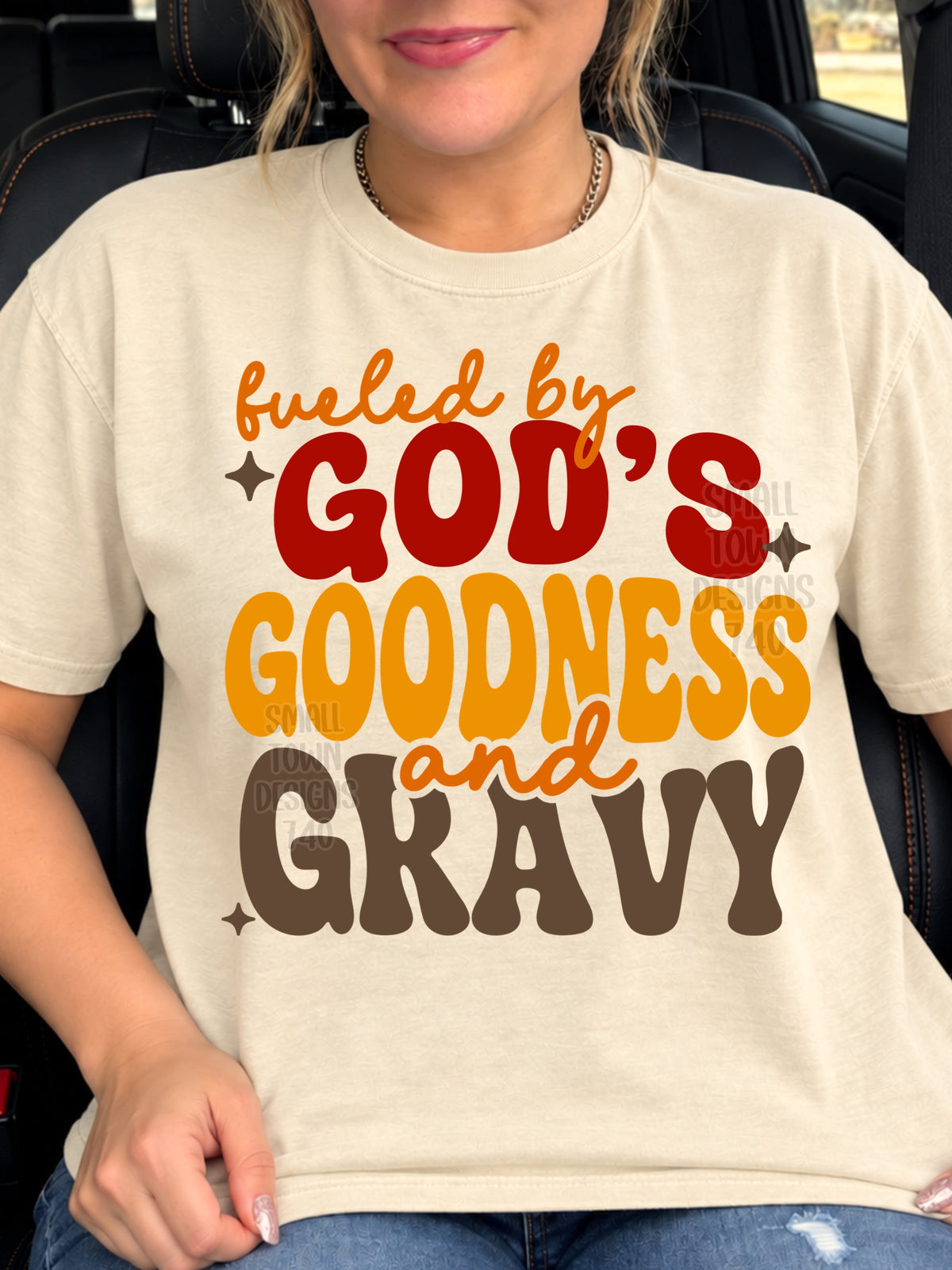 Fueled by god's goodness and gravy (STD) DTF Transfer