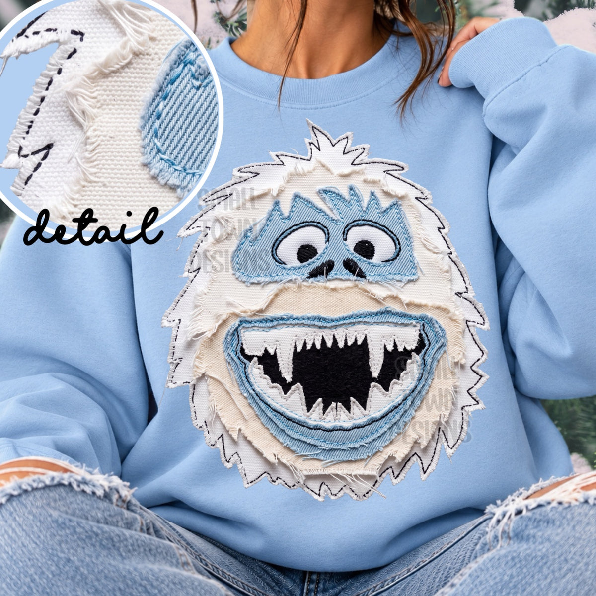 Faux fabric patch abdominal snowman (STD) DTF Transfer