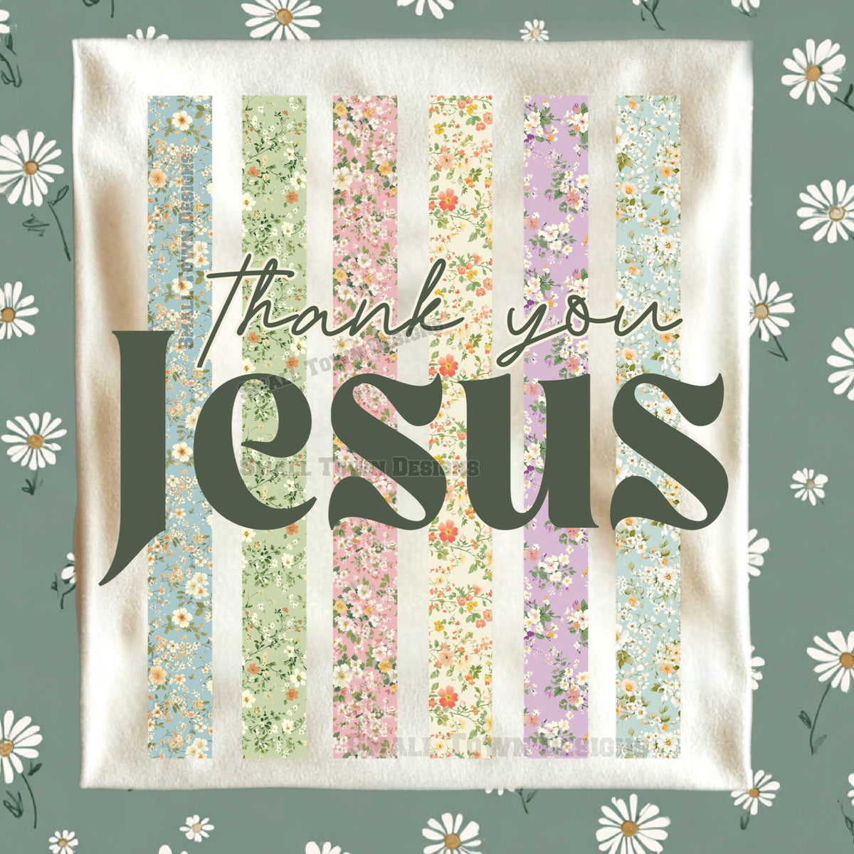 Thank you Jesus floral stripes (STD) DTF Transfer