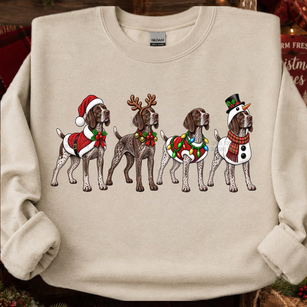 German short hair pointer Christmas (STD) DTF Transfers