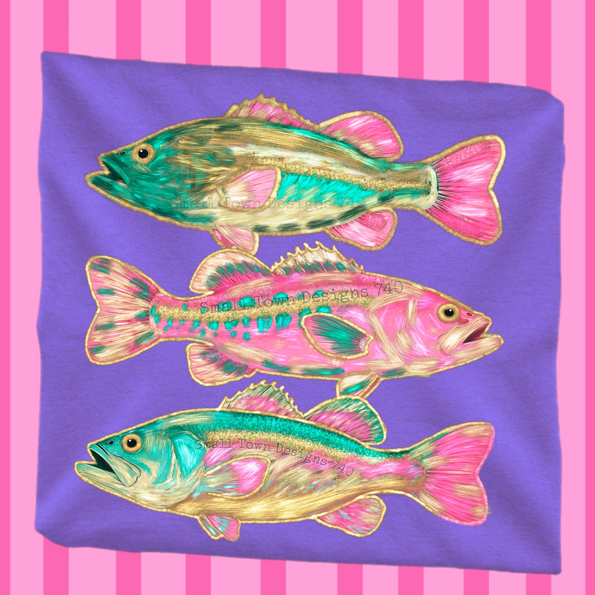 Pink and blue fish stacked (STD) DTF Transfer
