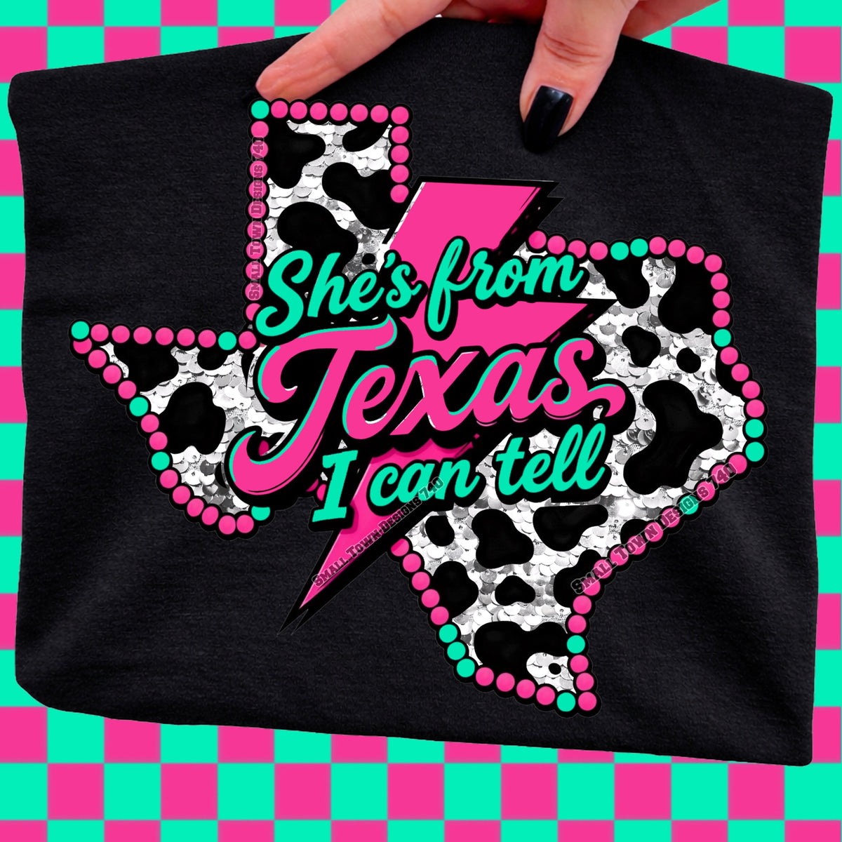 She's from Texas cow print (STD) DTF Transfer
