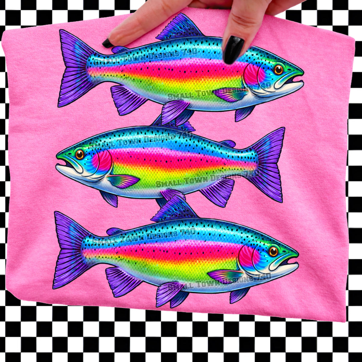 Colorful stacked fish (STD) DTF Transfer