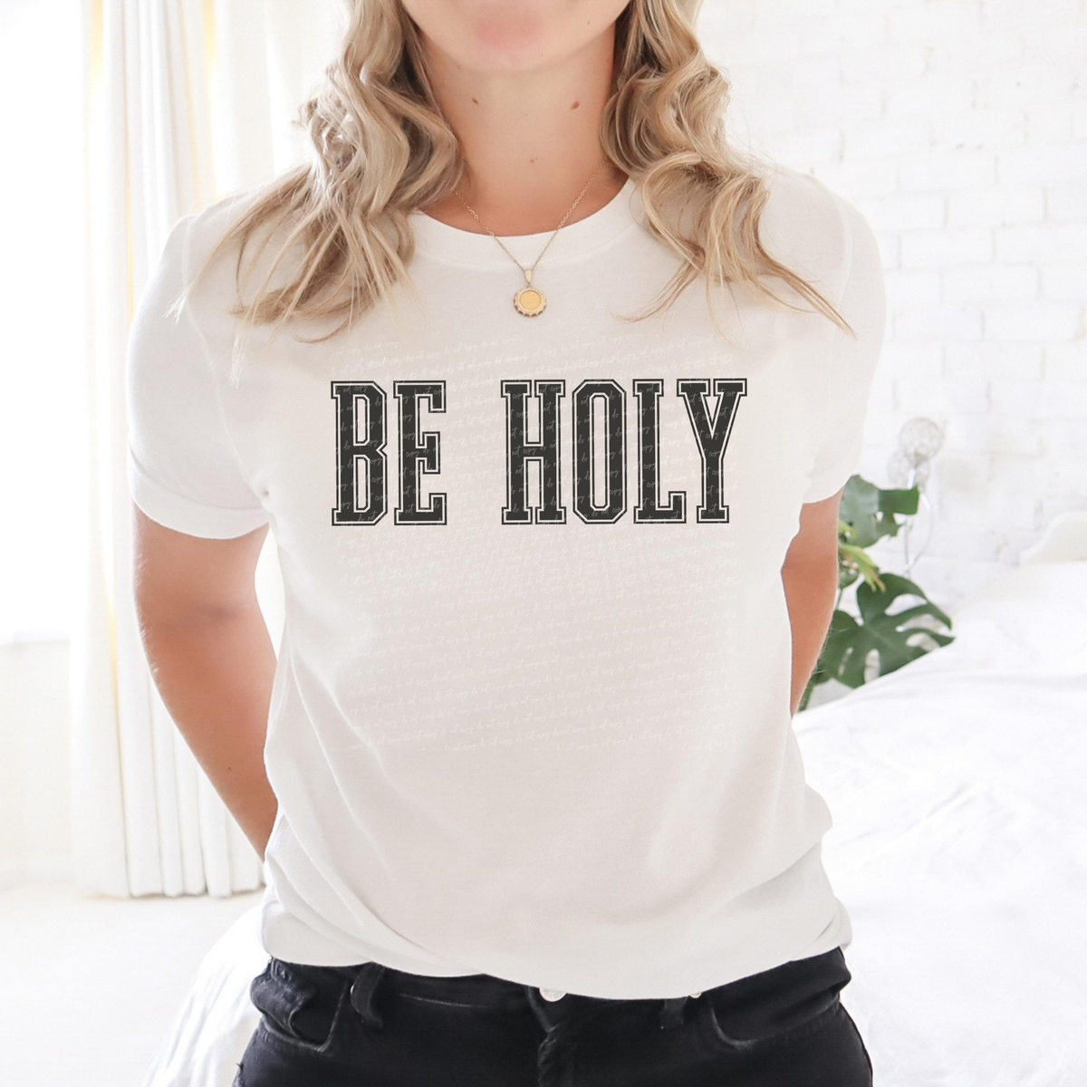 Be Holy Varsity Font Grey 86546 DTF Transfer