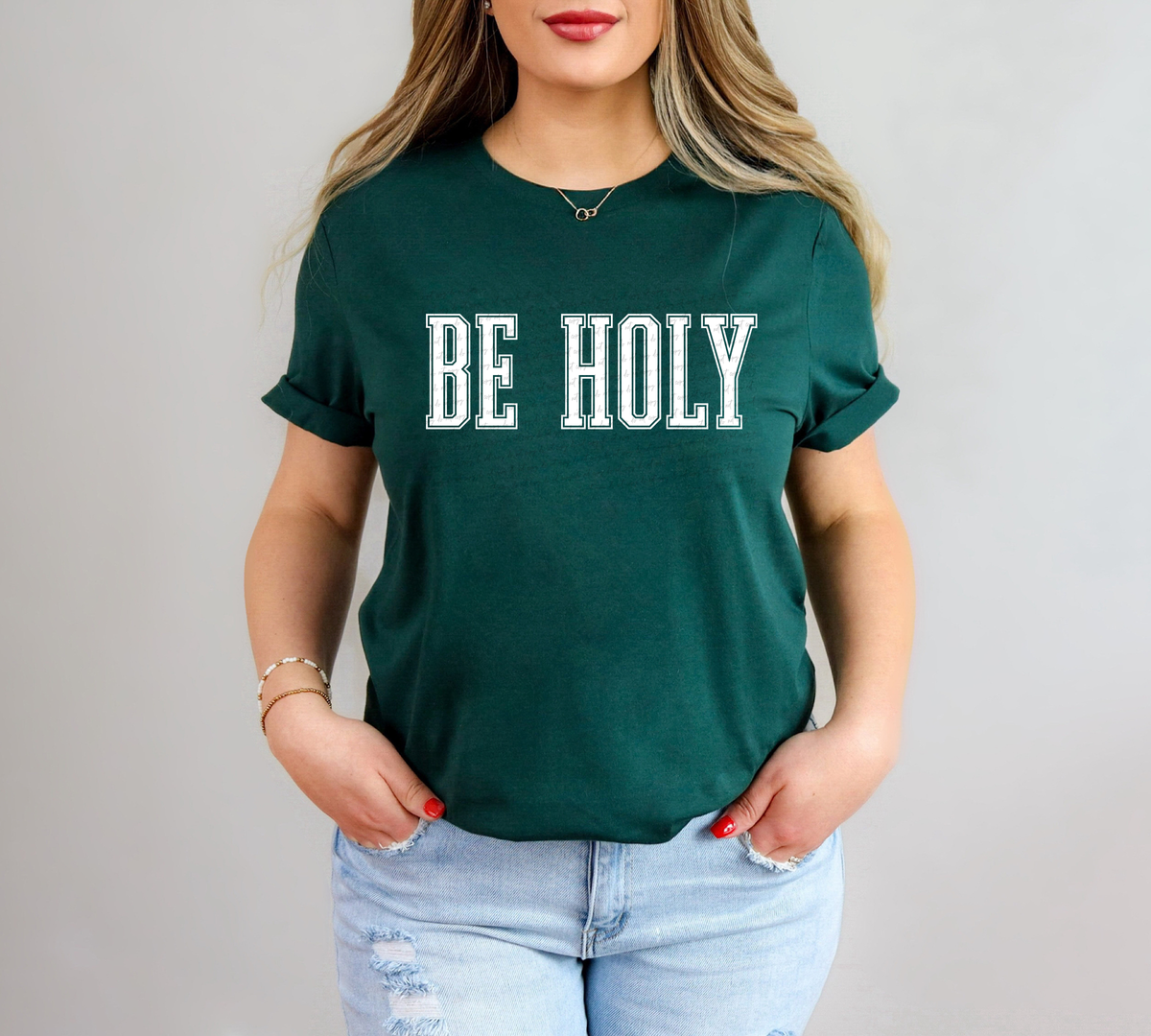 Be Holy Varsity Font White 86661 DTF Transfer