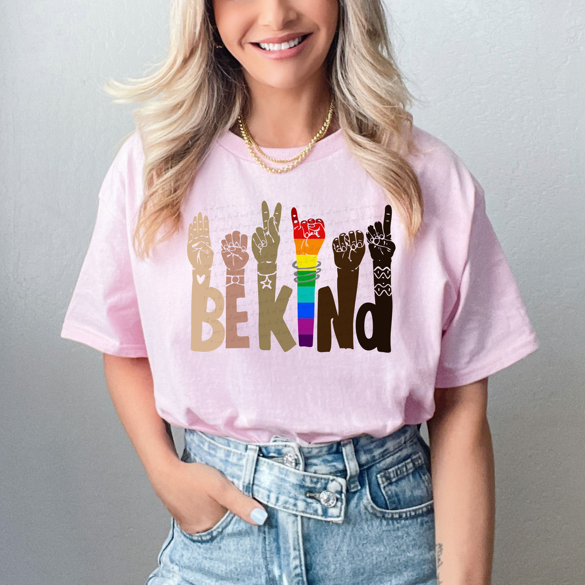 Be Kind Different Race Hand Sign 114657 DTF transfer