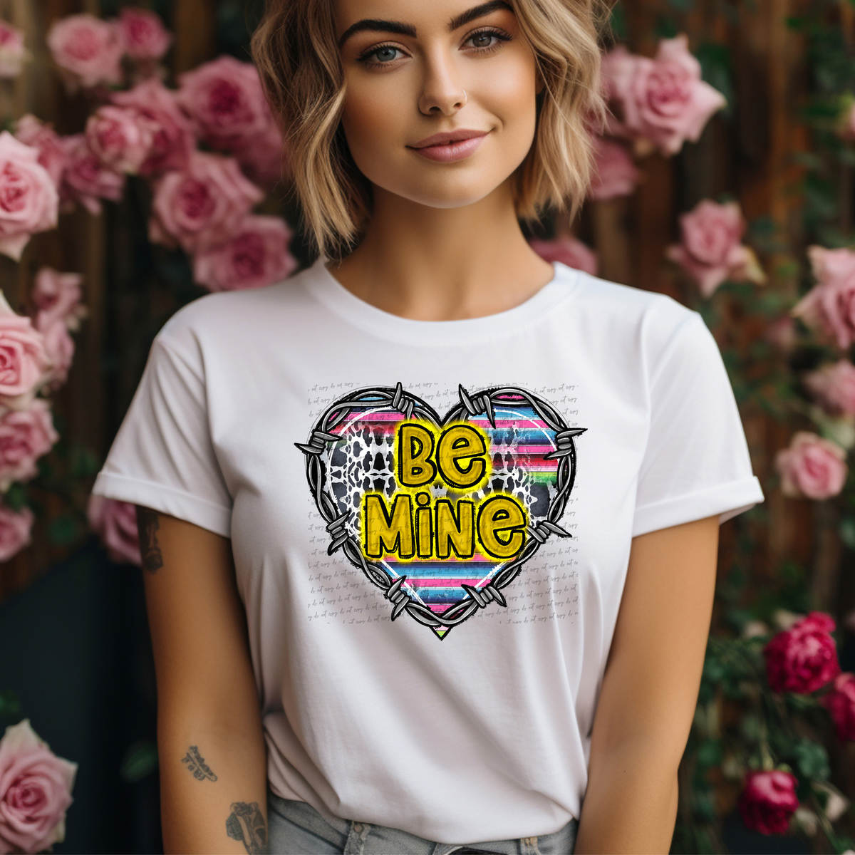 Be Mine Barbed Wire Heart 71569 DTF Transfer