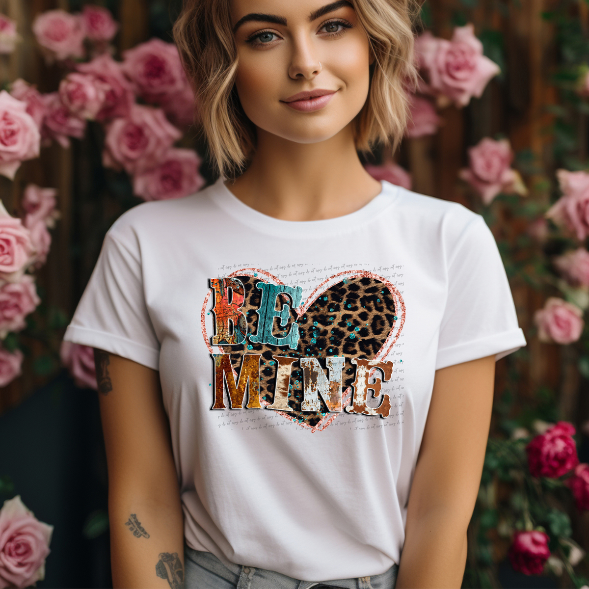 Be Mine Leopard Heart 71572 DTF Transfer