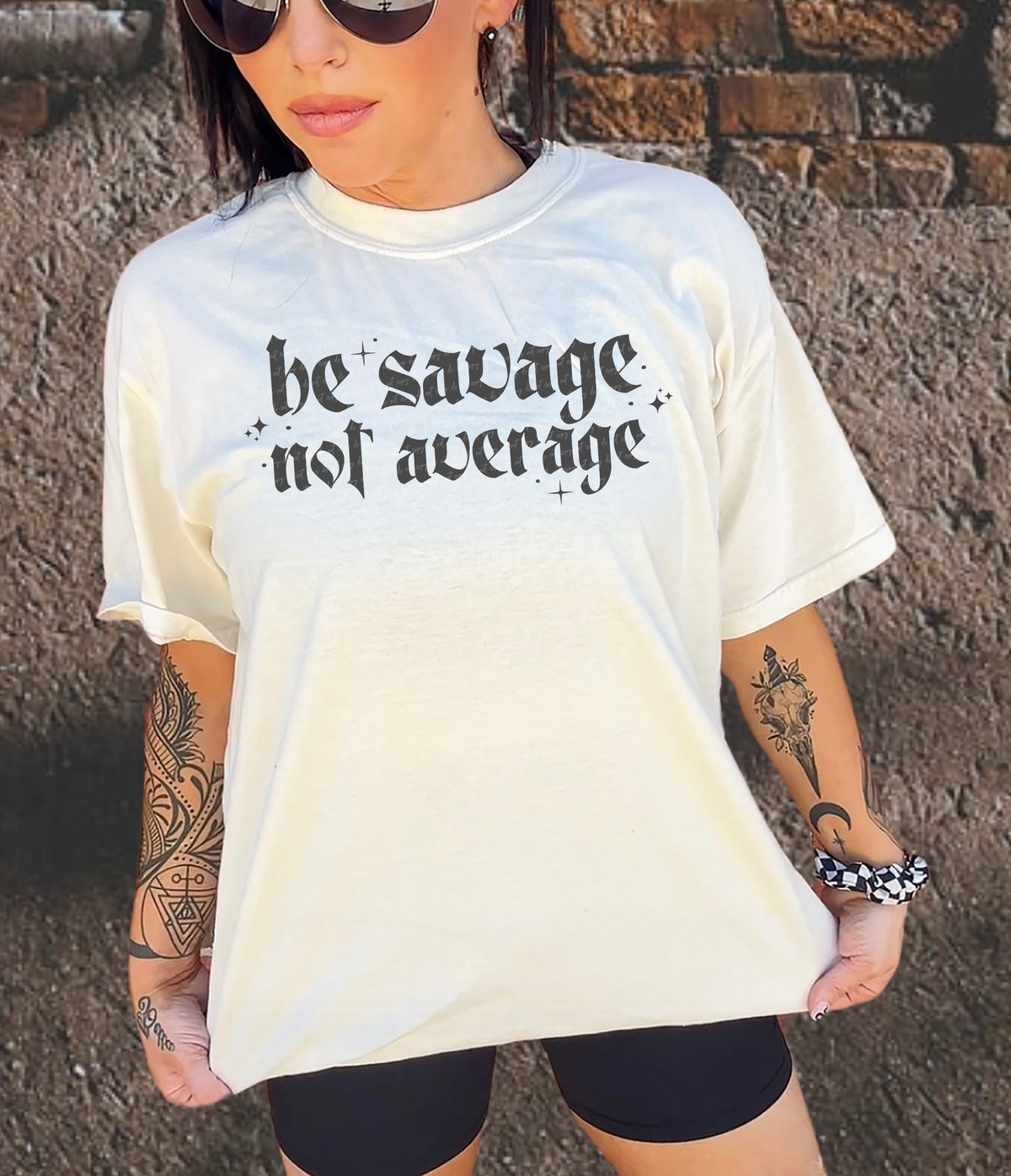 Be Savage Not Average Gothic Grey 89197 DTF Transfer
