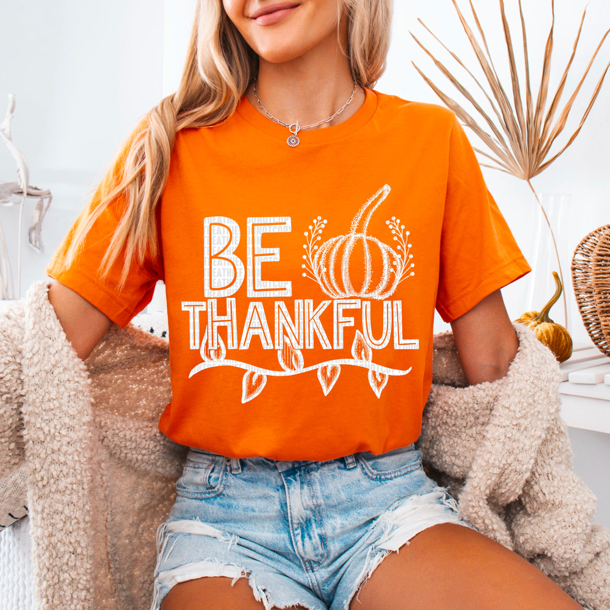 Be Thankful Pumpkin White 104028 DTF transfer