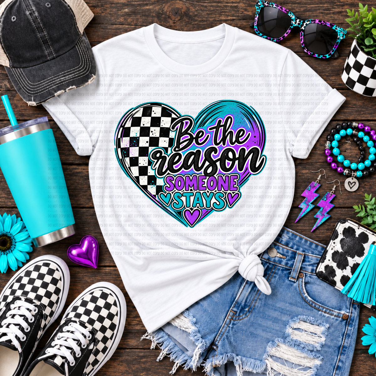 Be the reason someone stays purple and teal heart (Revel) DTF Transfer