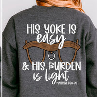 His Yoke Is Easy (BACK ONLY/WHITE) SDD DTF Transfer