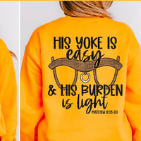 His Yoke Is Easy (BACK ONLY/BLACK) SDD DTF Transfer