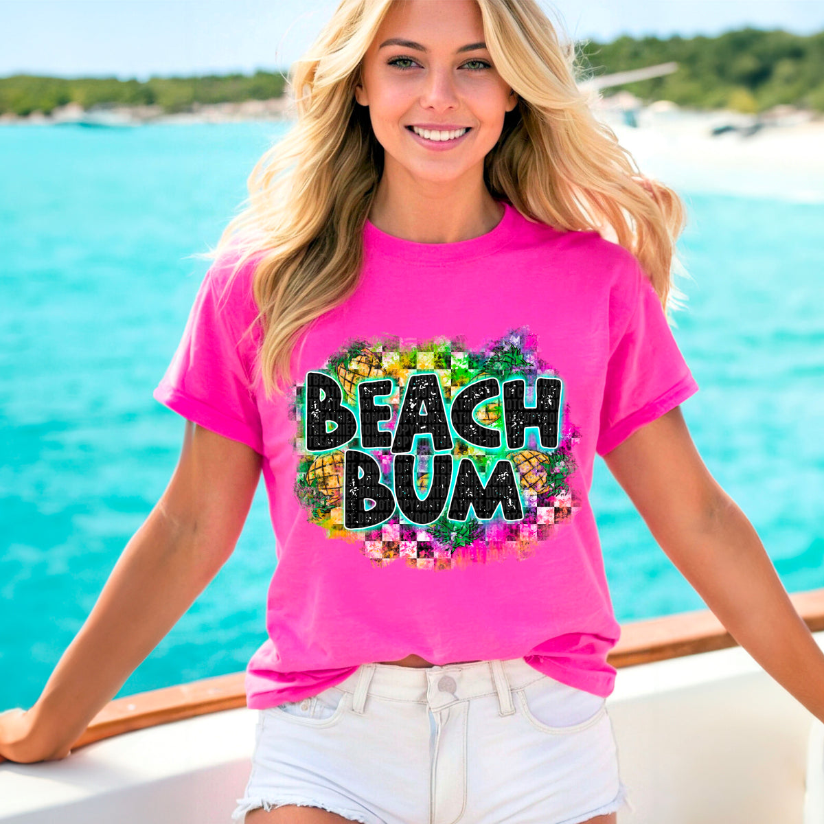 Beach Bum Checkered 104030 DTF transfer