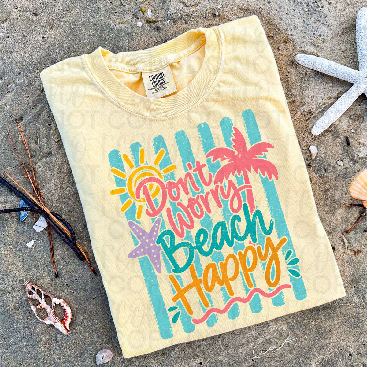 Don't worry beach happy stripes (UAC) DTF Transfer