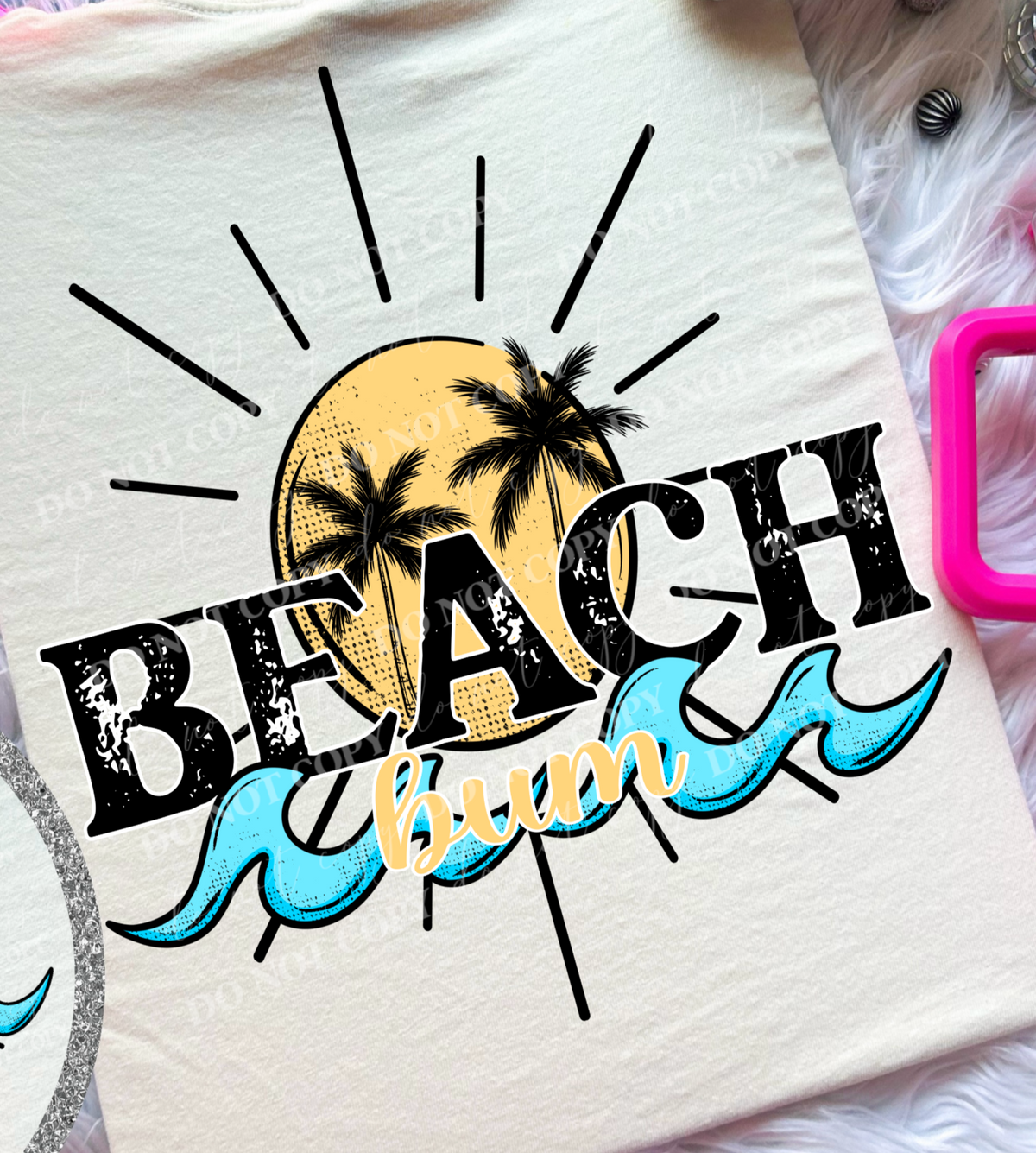 Beach Bum with Waves and Sun BACK (Linda) 101065 DTF transfer