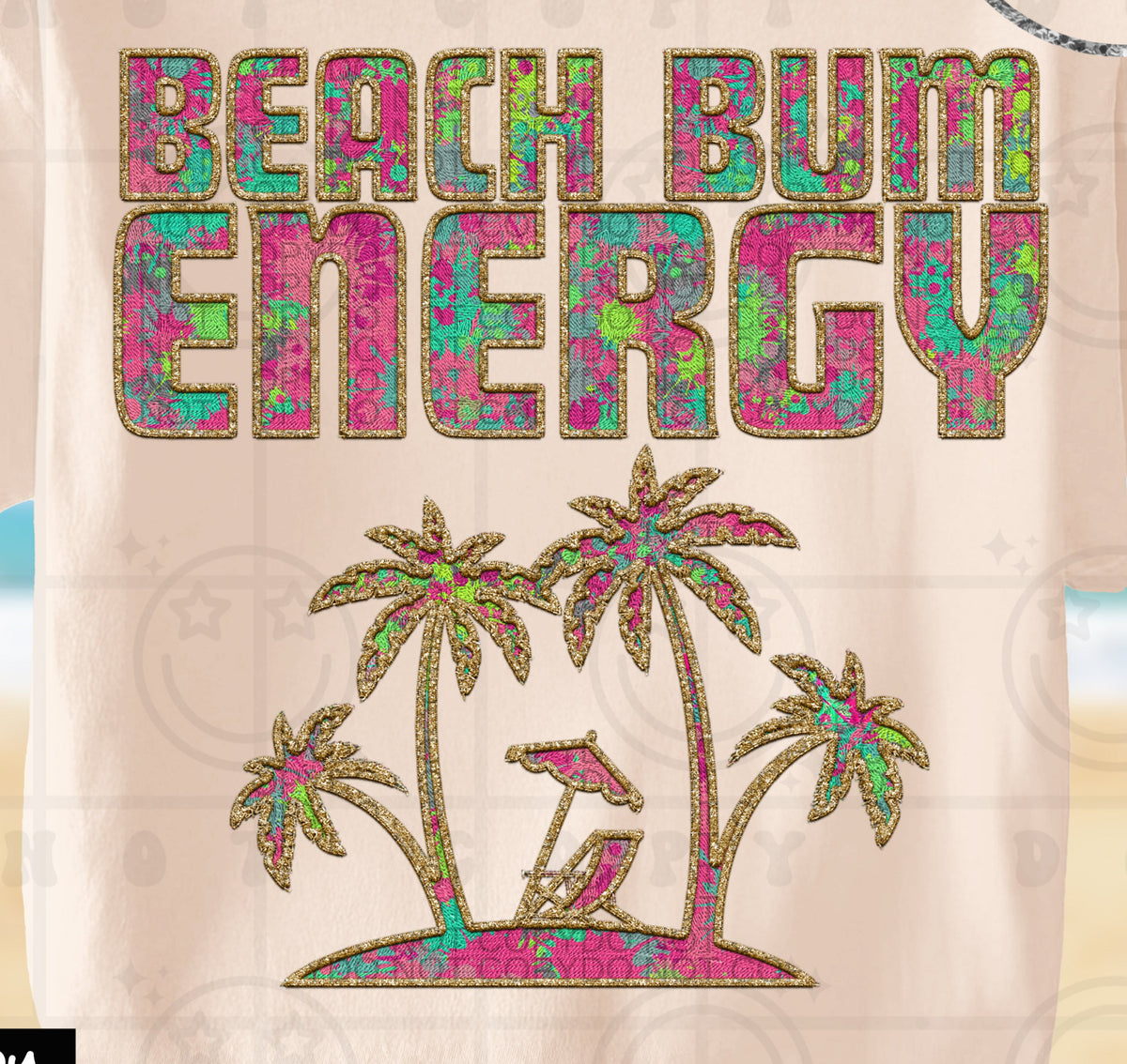 Beach Bum Energy Splatter BACK PRINT (HW) DTF transfer