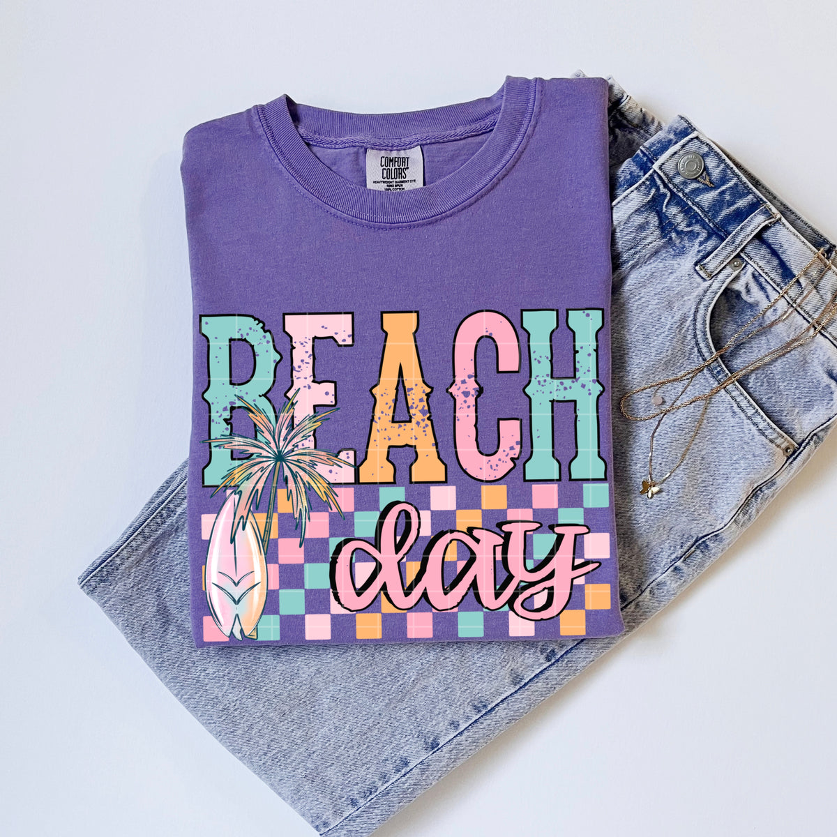Beach days pastel checker (SDD) DTF Transfer