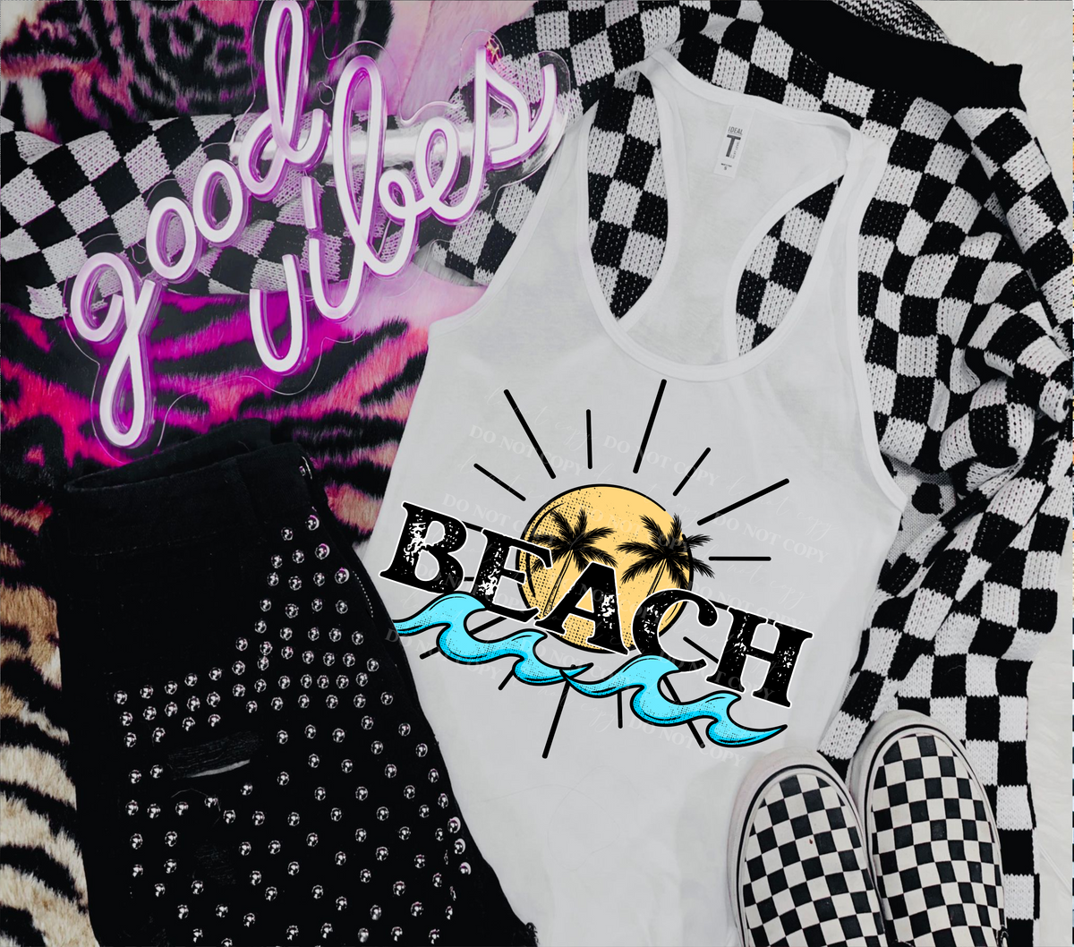 Beach With Waves and Sun (Linda) 101064 DTF transfer