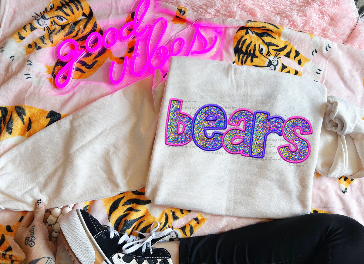 Bears Faux Embroidery Pink Blue 74956 DTF Transfer