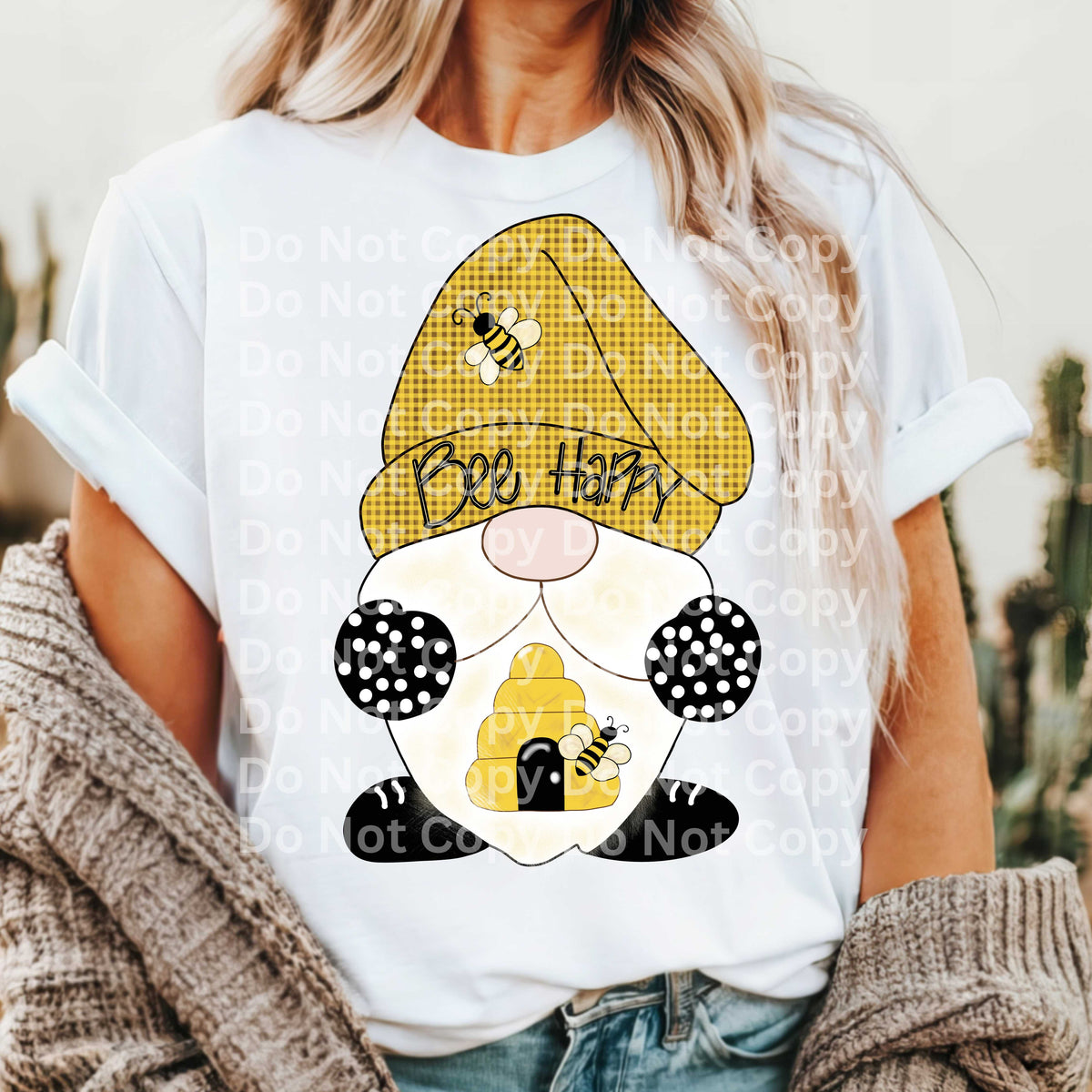 Bee happy gnome (Irene) DTF Transfer