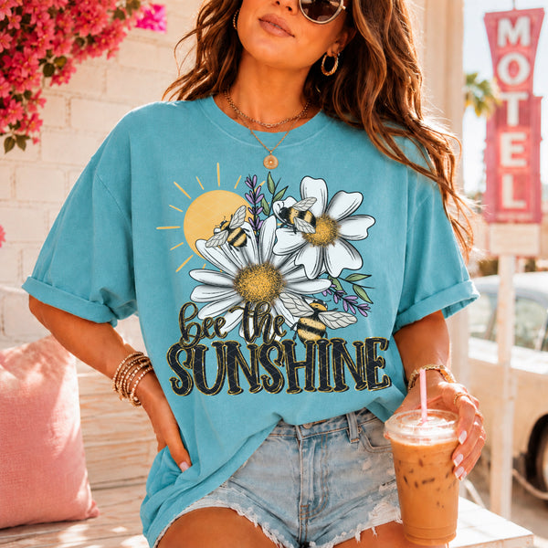 Bee the sunshine white flowers (SDD) DTF transfer