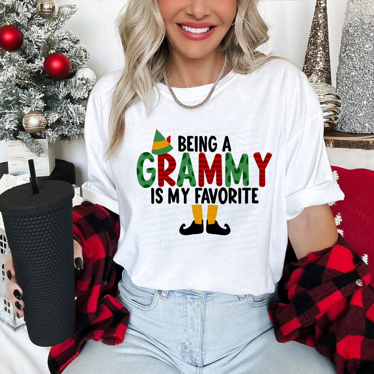 Being A Grammy Is My Favorite Christmas Elf 115814 DTF transfer