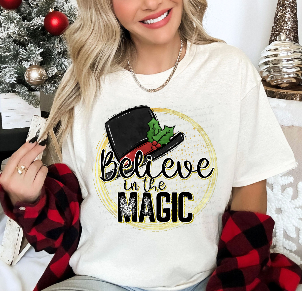 Believe In The Magic Hat Gold Circle 114864 DTF transfer