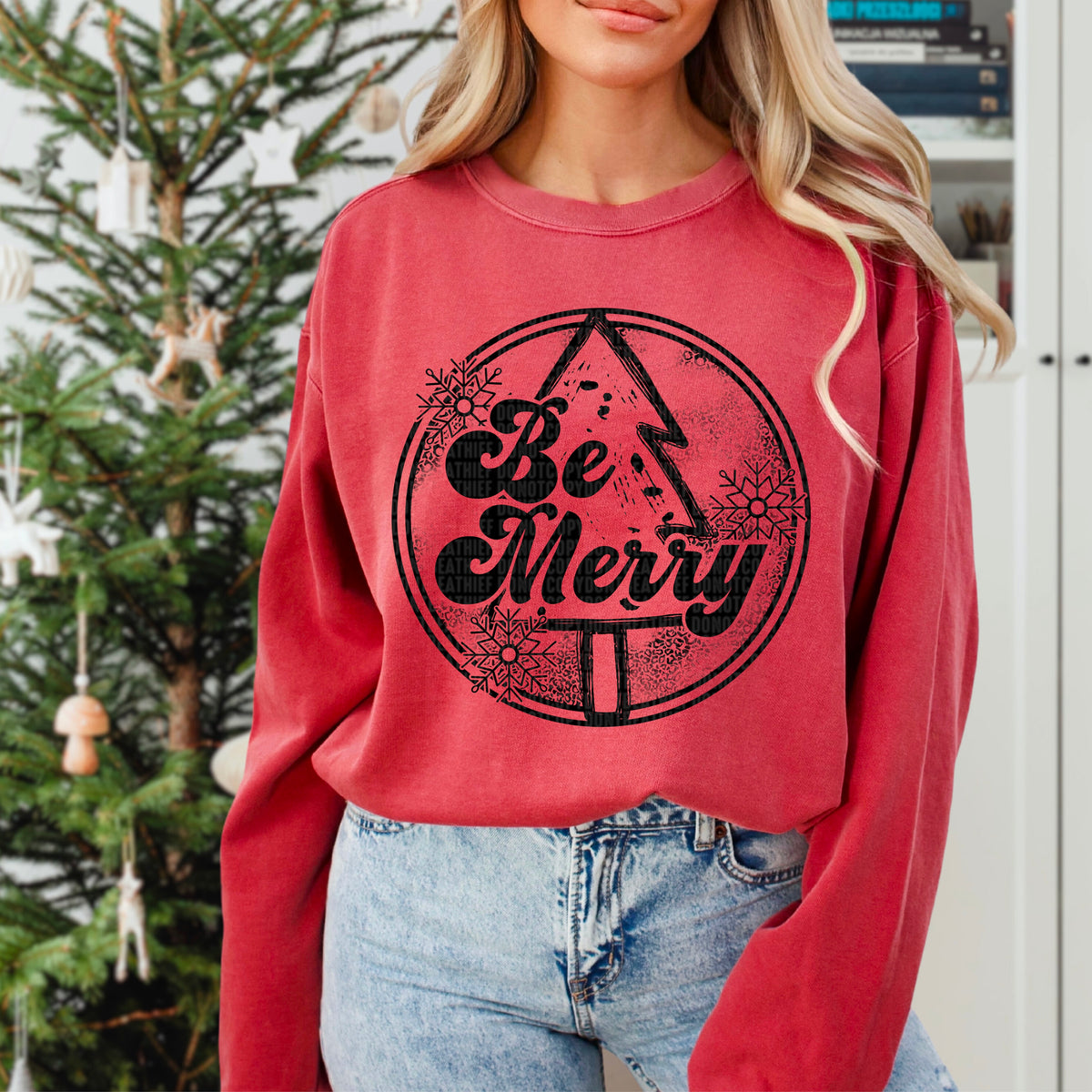 Be Merry Christmas Tree Black 104027 DTF transfer