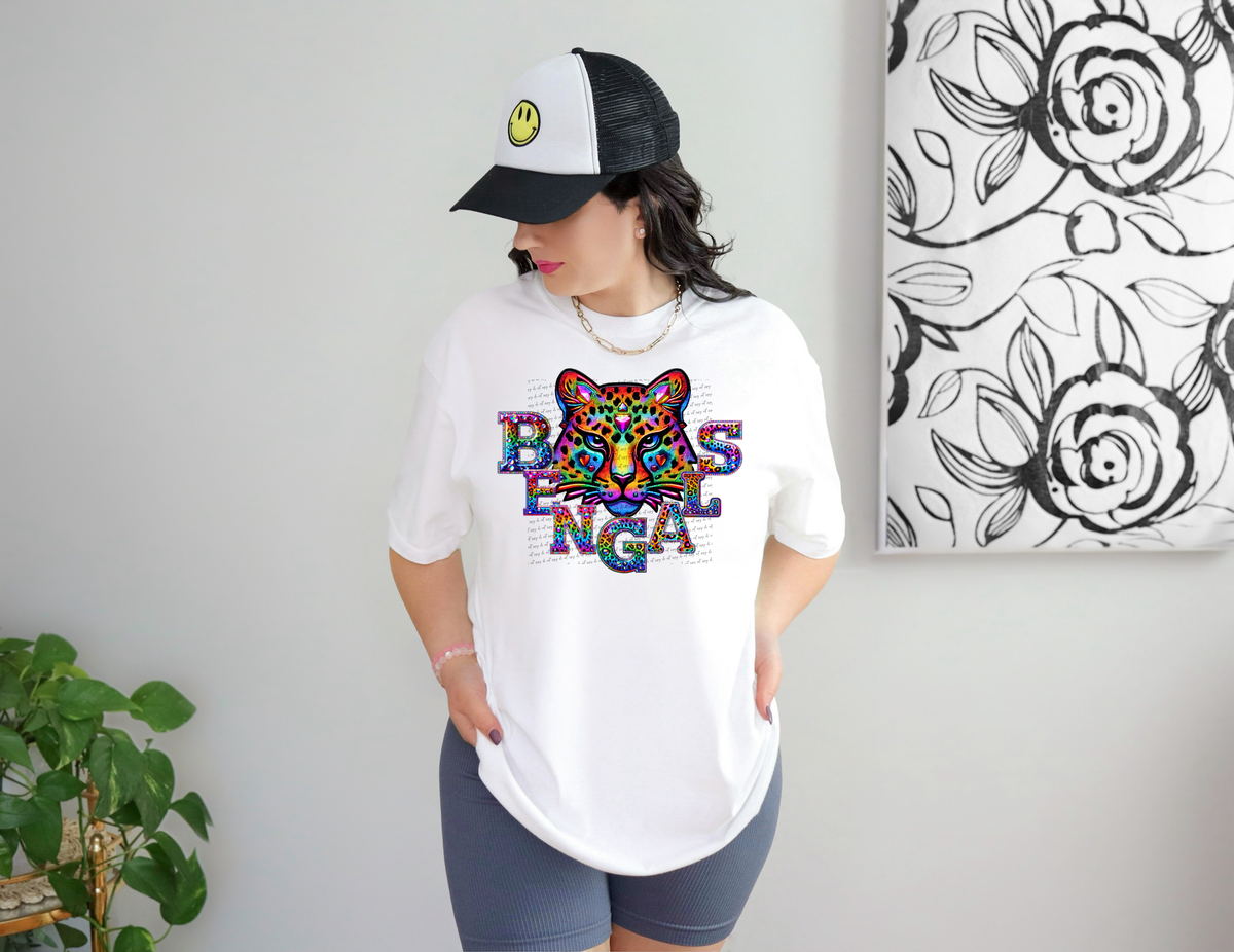 Bengals Mascots Rhinestone Leopard Rainbow 42865 DTF transfer