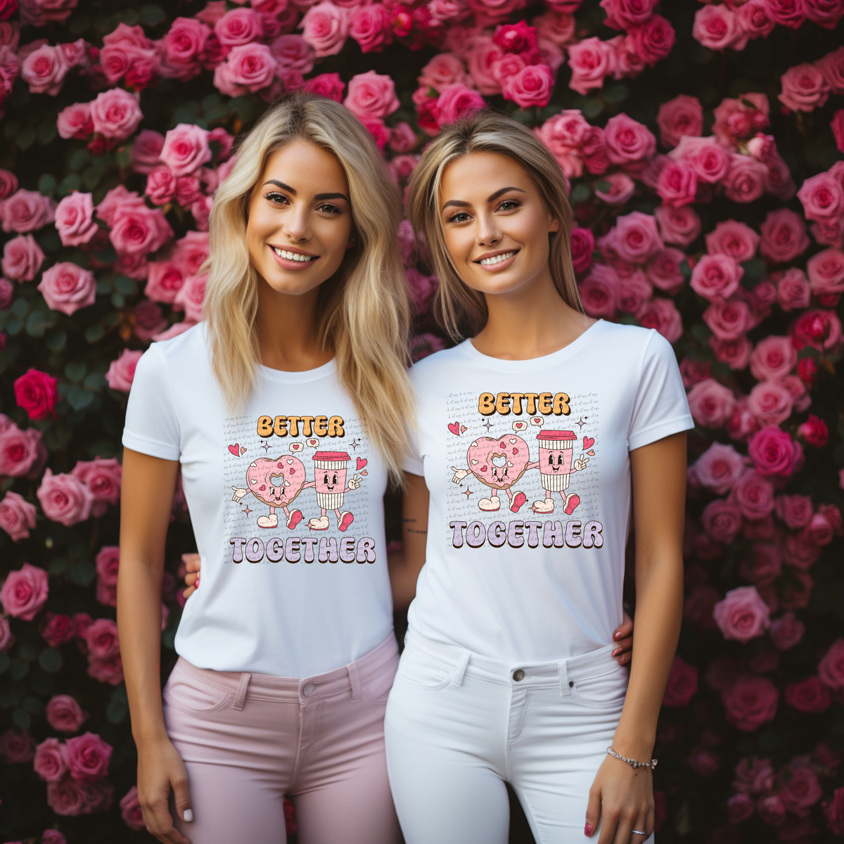 Better Together Donut Heart Coffee 71651 DTF Transfer