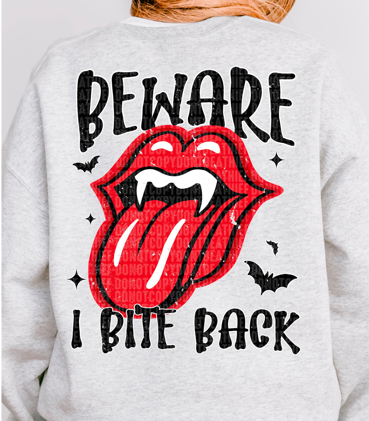 Beware I Bite Back Fang - Back 104472 DTF transfer