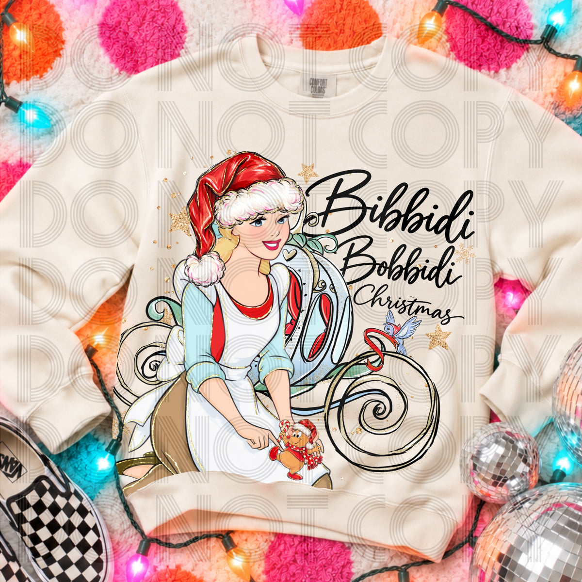 Bibbidi Bobbidi Christmas Gold Glitter Exclusive (Renewed) DTF Transfer