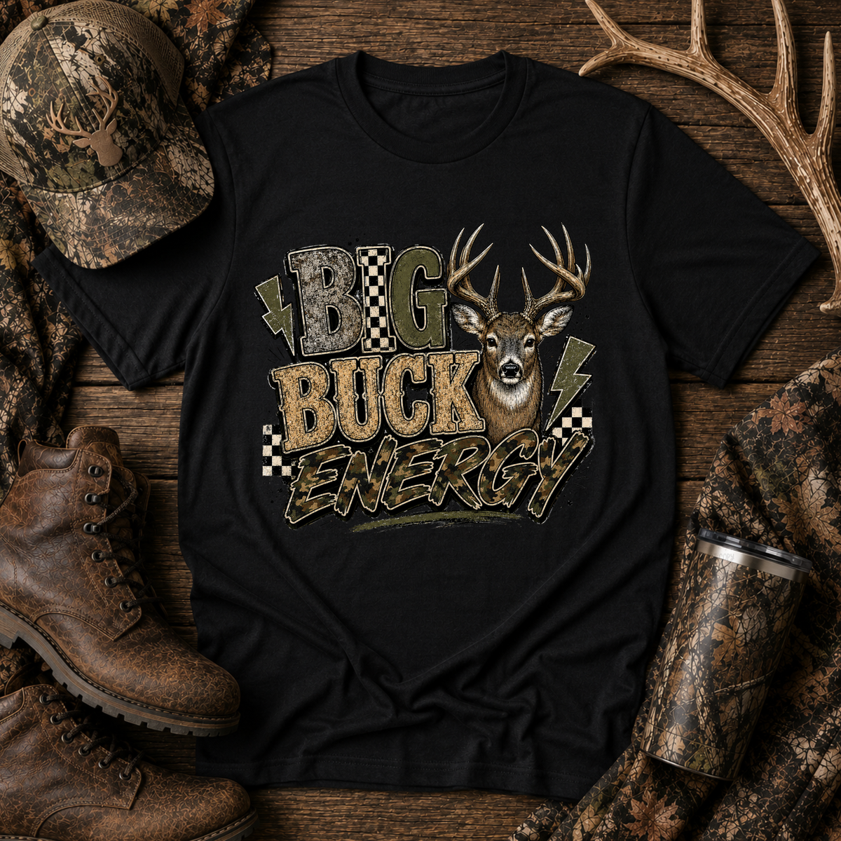 Big buck energy green lightning bolt (Revel) DTF Transfer
