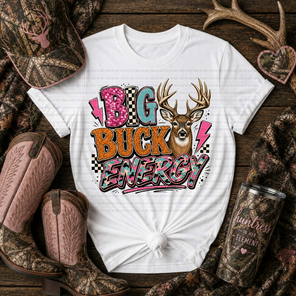 Big buck energy pink lightning bolt (Revel) DTF Transfer