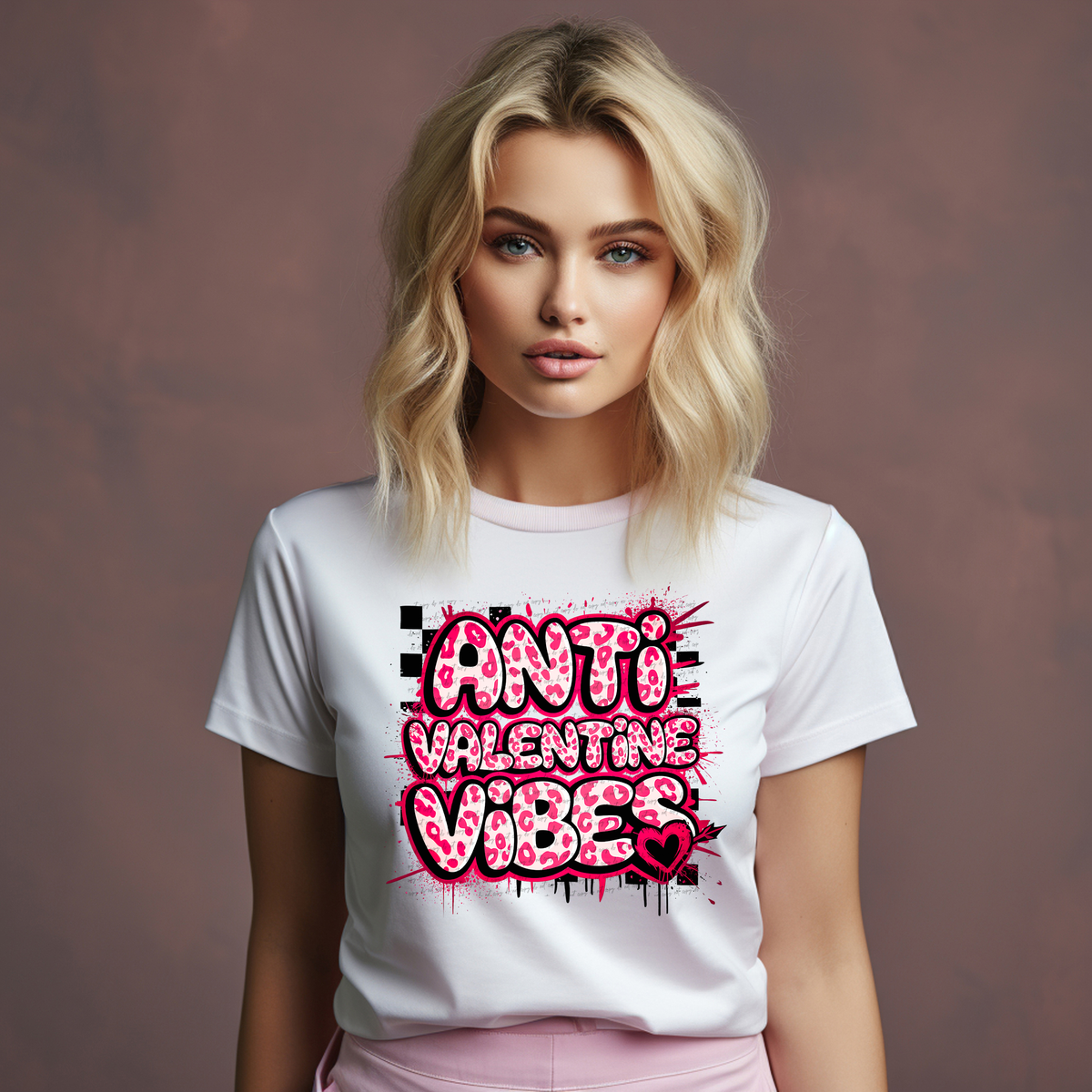 Black Checkered Anti-Valentine Vibes 71653 DTF Transfer