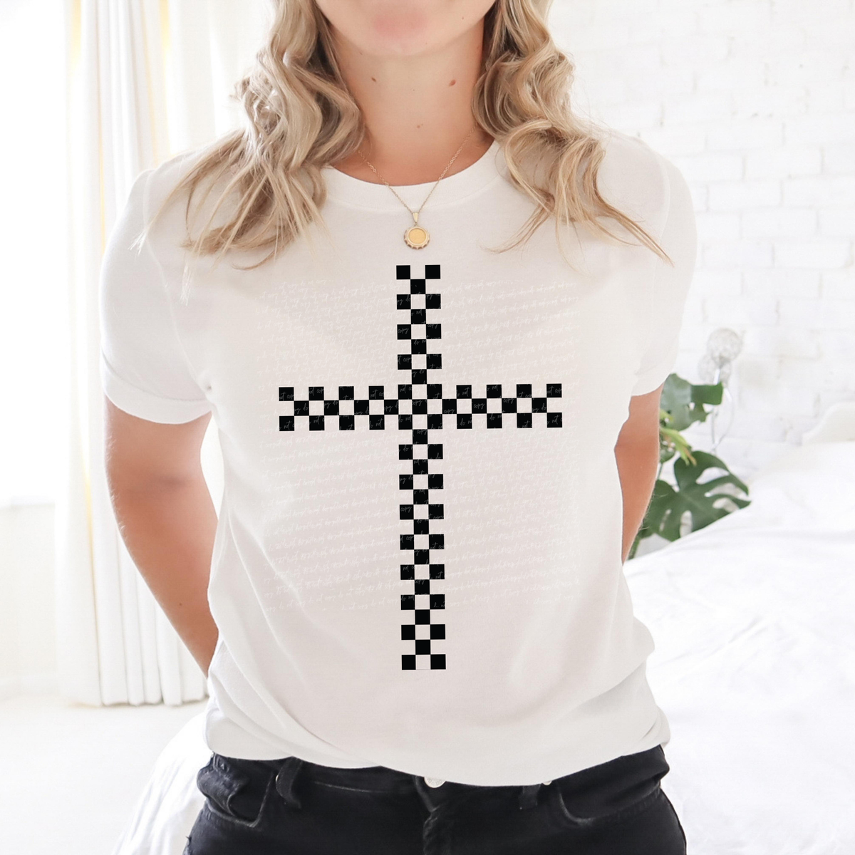 Black Checkered Cross 86549 DTF Transfer