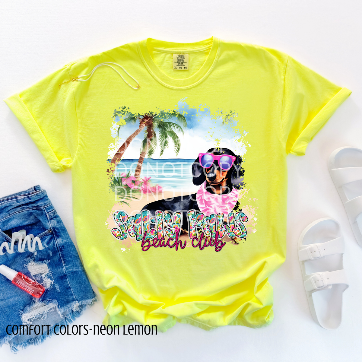 Black Dachshund Salty Paws Beach Club (CSG) 101094 DTF transfer