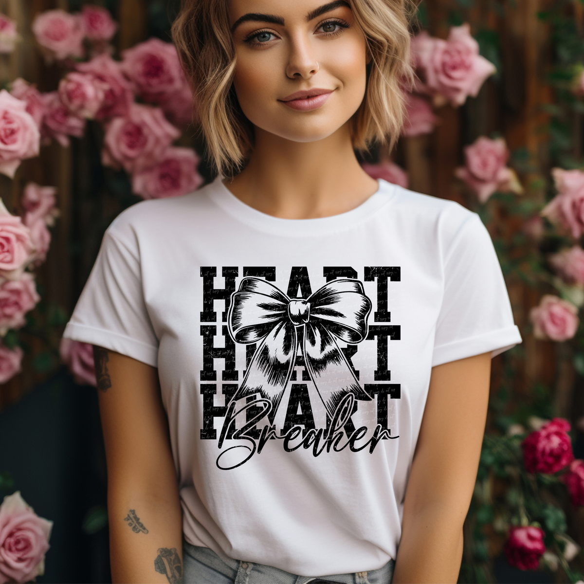 Black Heart Breaker Bow 71753 DTF Transfer