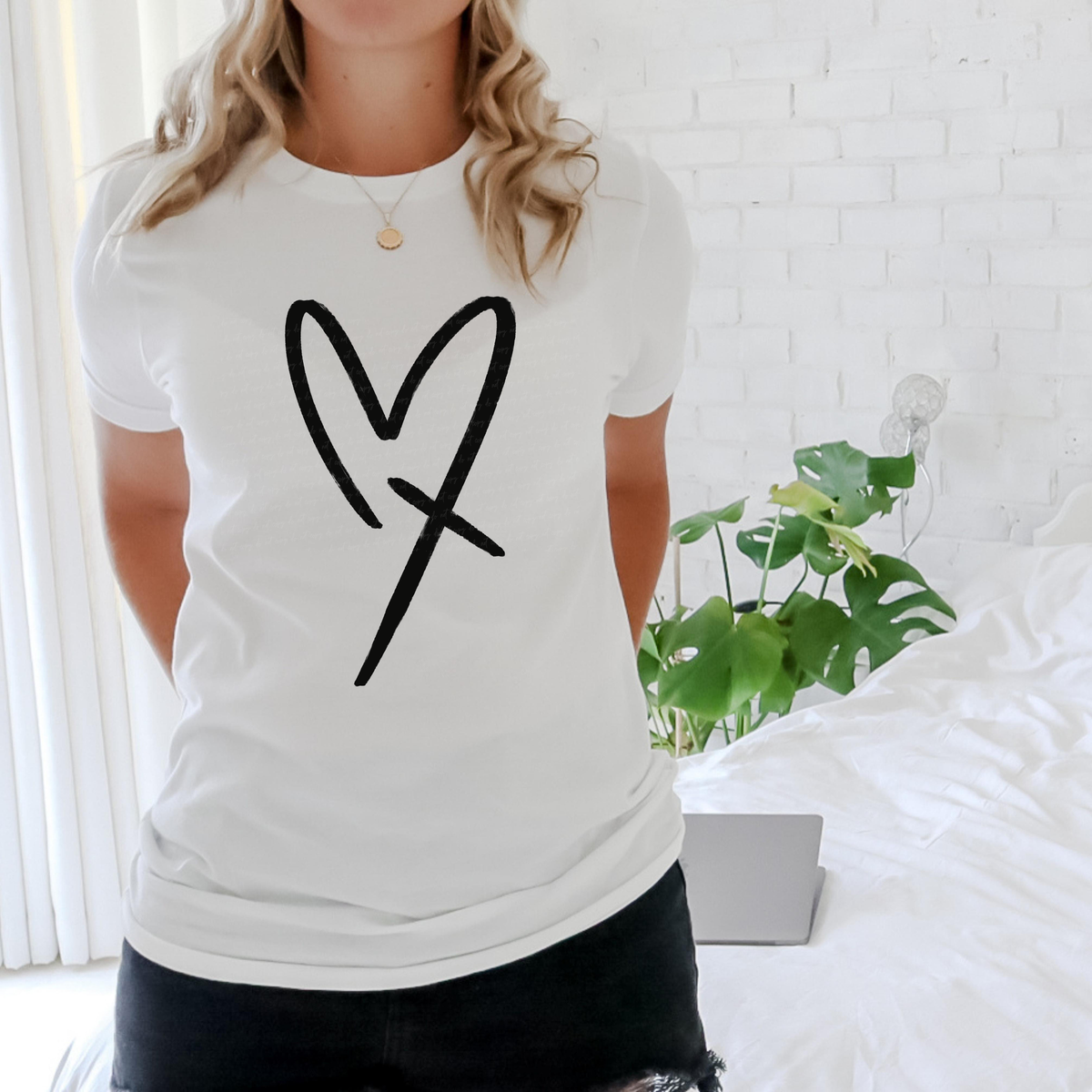 Black Heart with Cross 116039 DTF Transfer