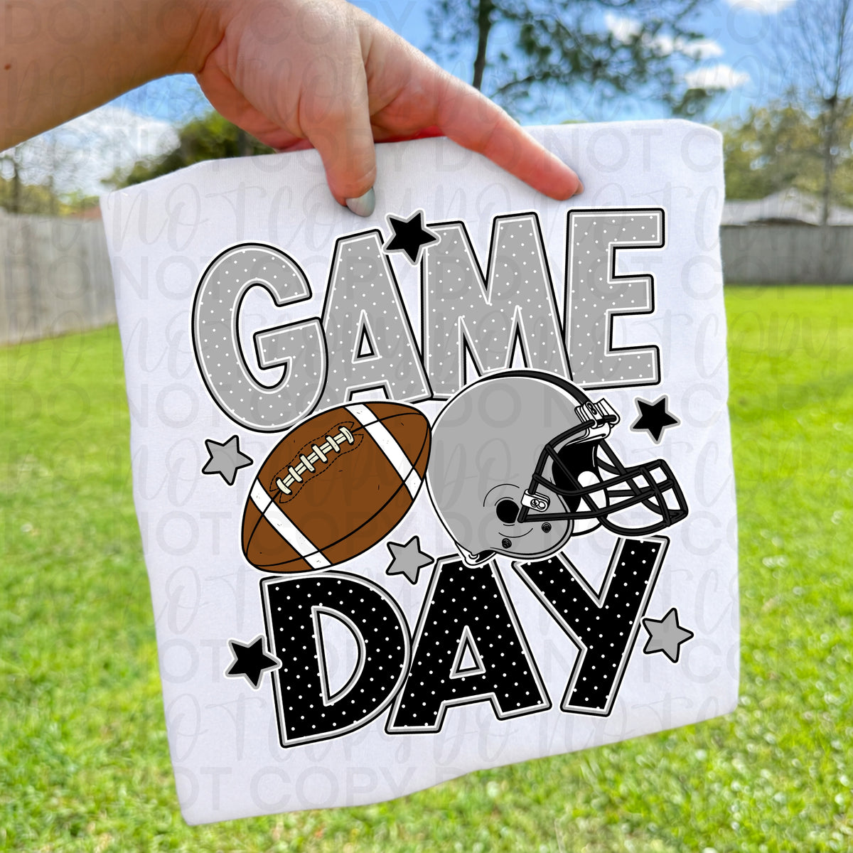 BLACK & SILVER game day football (UAC) DTF Transfer