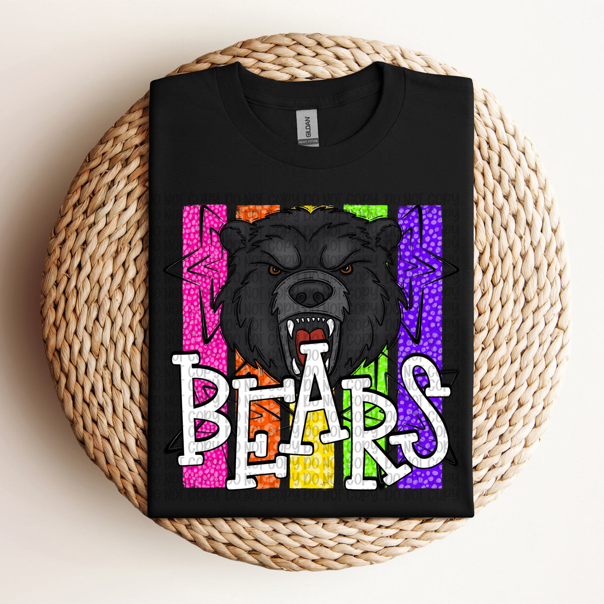 Black bear neon stripes (VP) DTF Transfer