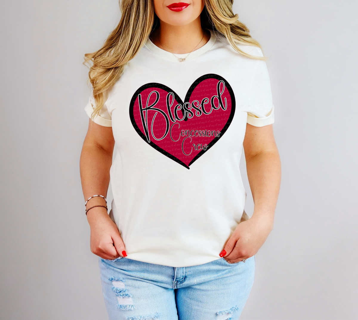 Blessed Concessions Crew Red Heart 89388 DTF Transfer