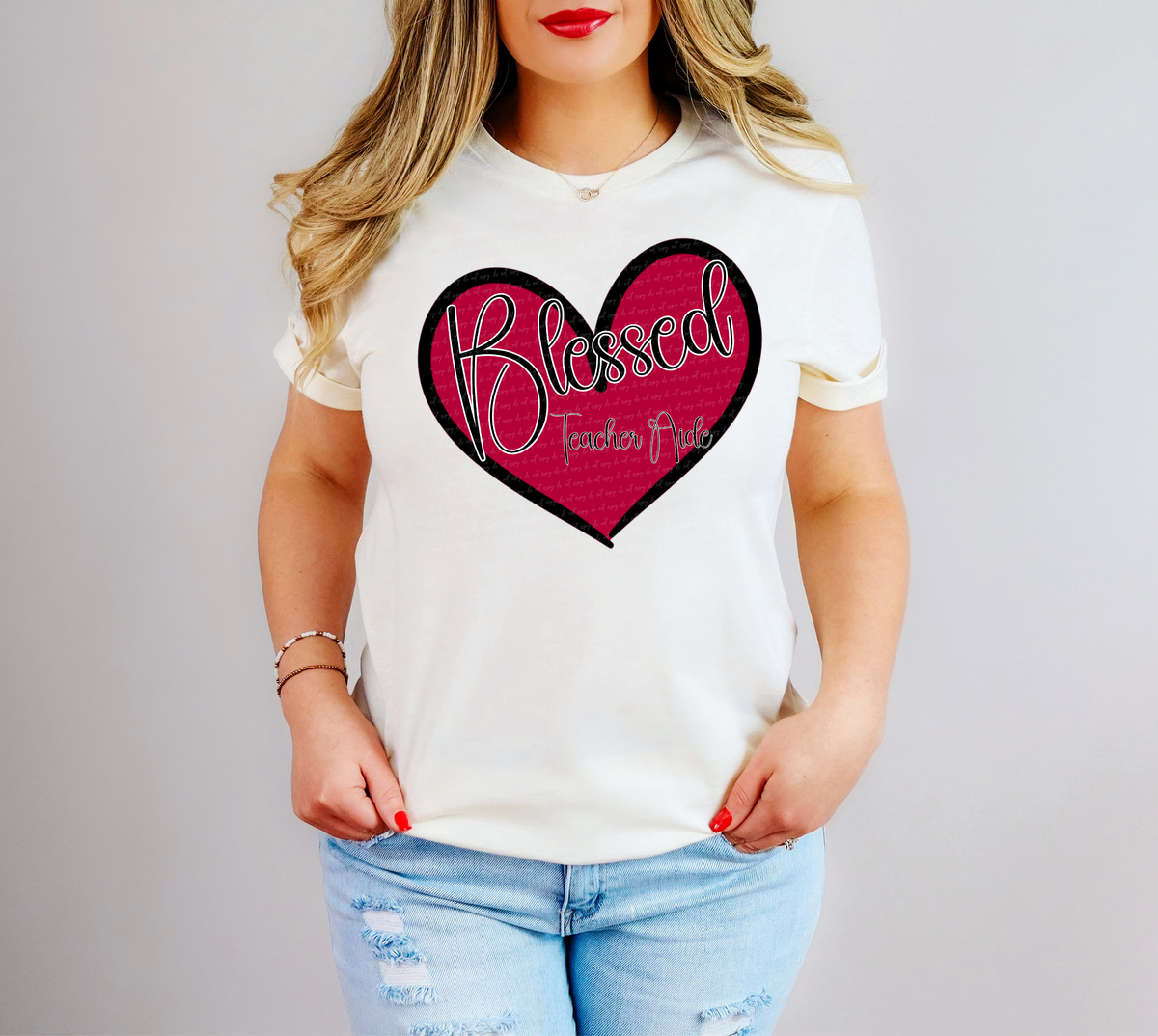 Blessed Teacher Aide Red 89407 DTF Transfer