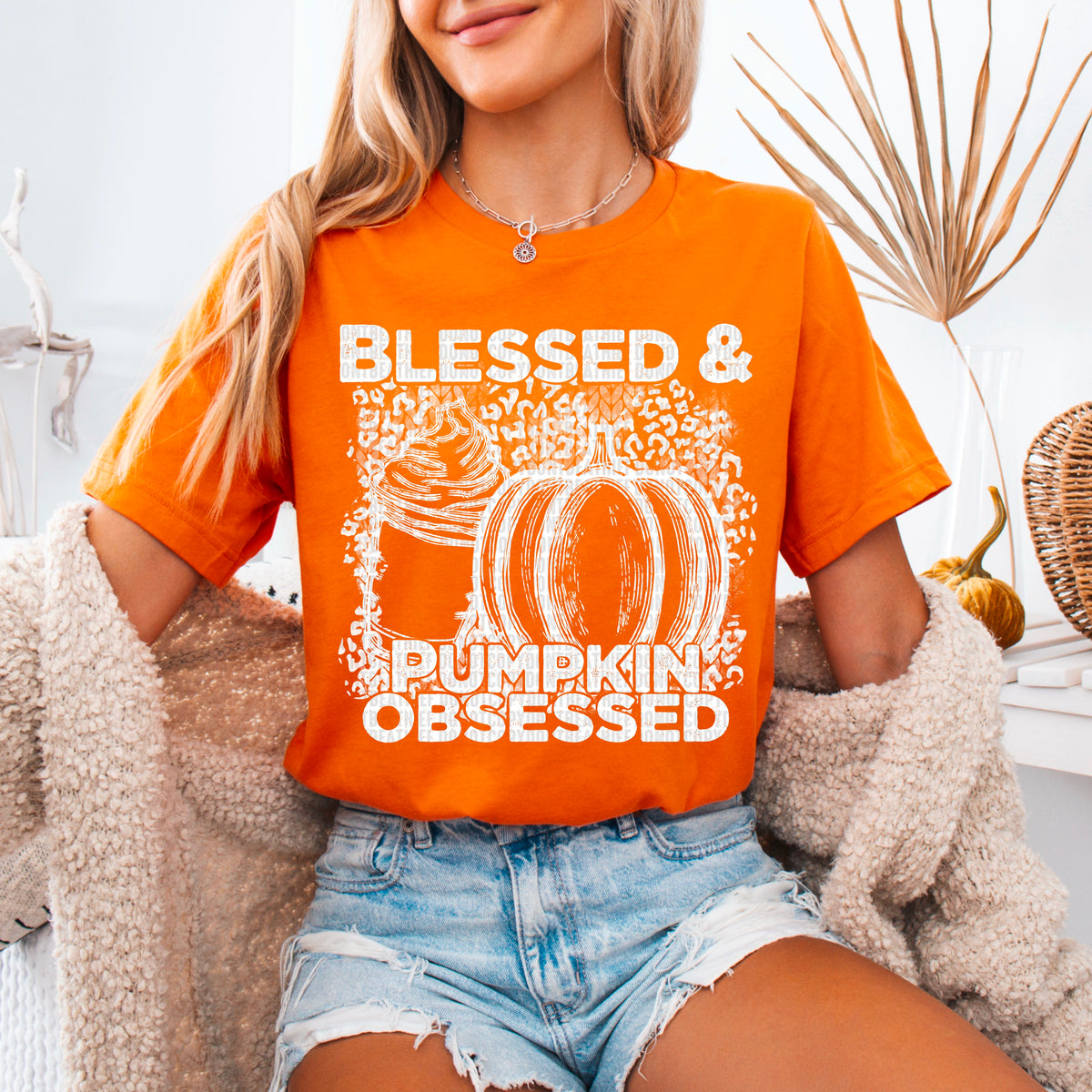 Blessed And Pumpkin Obsessed White 104037 DTF transfer