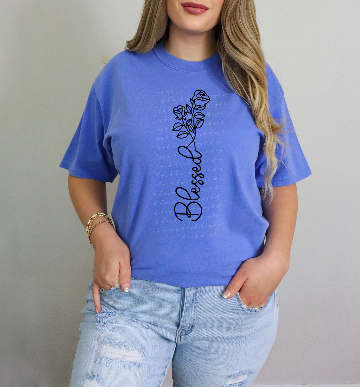 Blessed Vertical Text Roses 76157 DTF Transfer