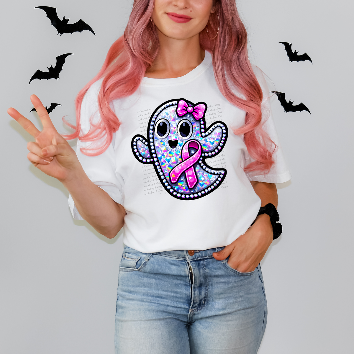 Bling Ghost With Ribbon 51696 DTF transfer