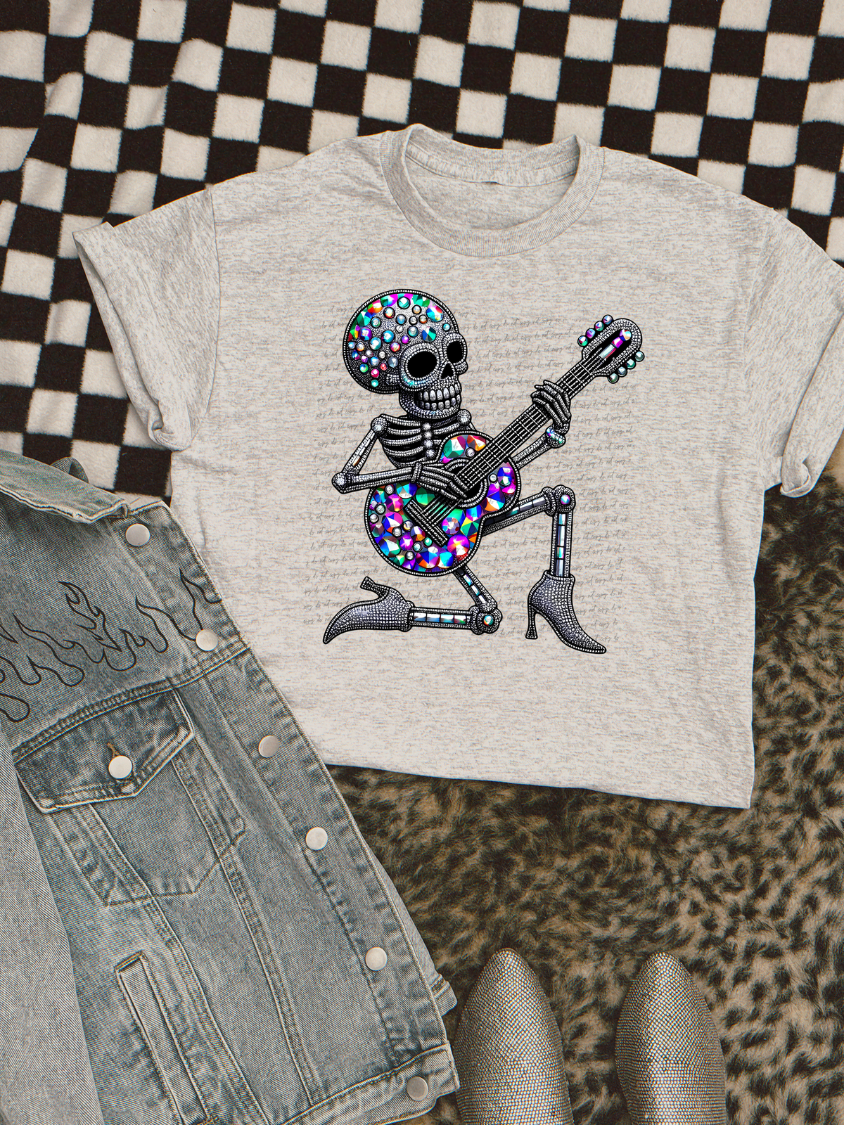Bling Skellie Playing Guitar 51700 DTF transfer